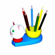 Stojánek na tužky - kočka barevná